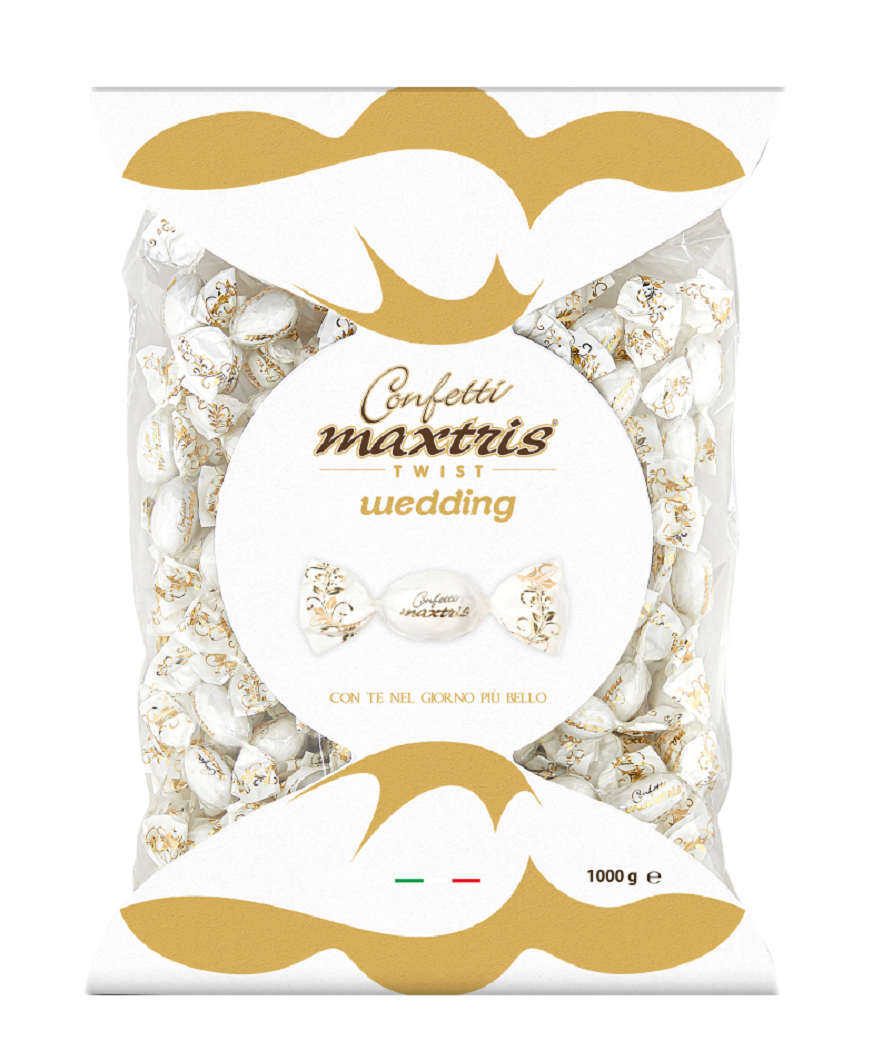 Confetti Maxtris Twist Wedding Bianco Matrimonio Cioccolato Bianco Fondente Mandorla Monoporzione 1 Kg Confettata - Twmaxb