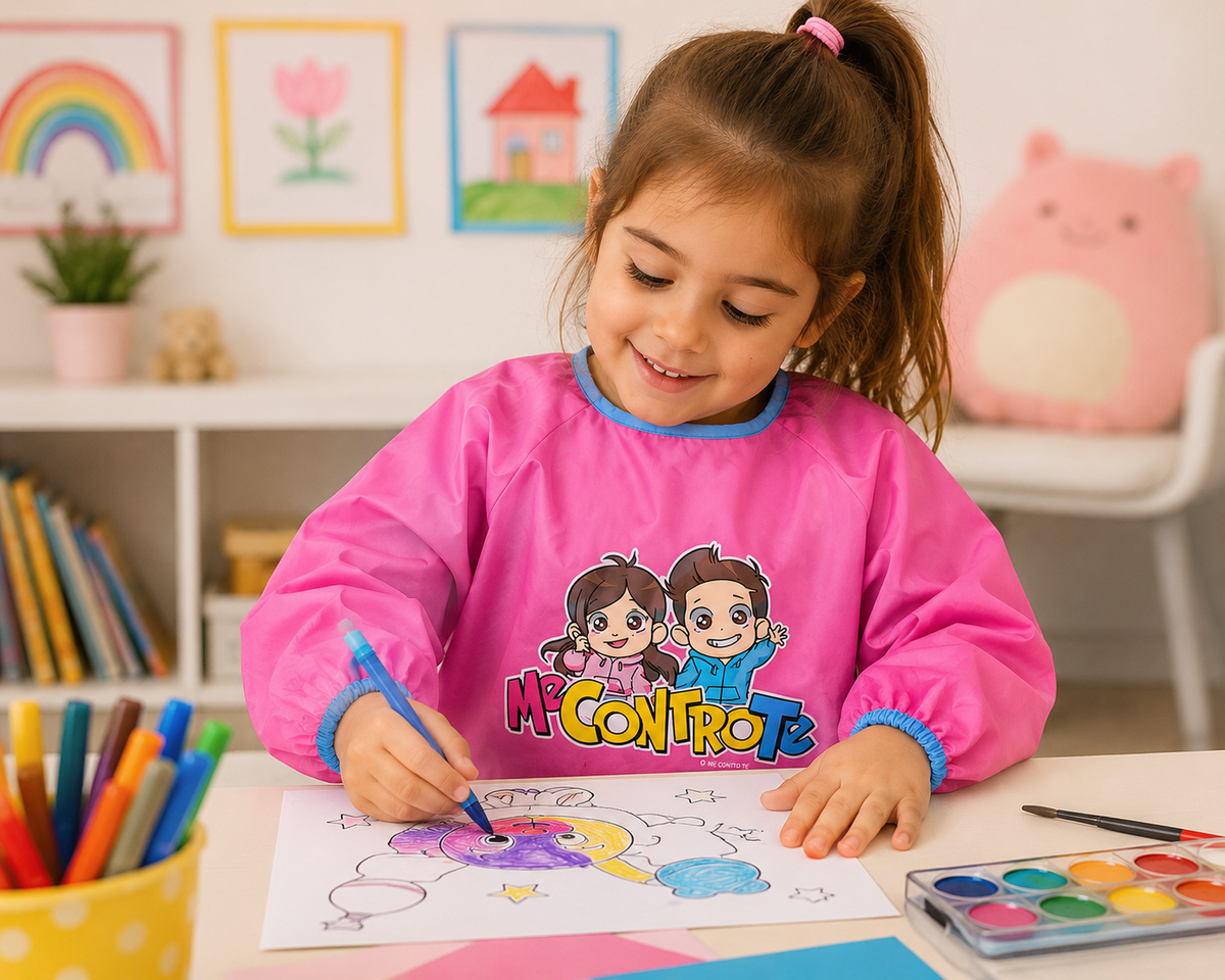 Grembiule Pittura Me Contro Te Luì Sofì Impermeabile Scuola Pranzo Disegnare - J02594mc