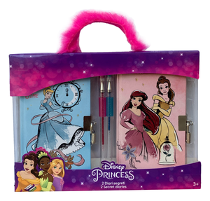 Set 2 Diari Segreti con Lucchetto Principesse DISNEY Aurora Cenerentola Belle + 2 Penne in Confezione Regalo - Pr0754