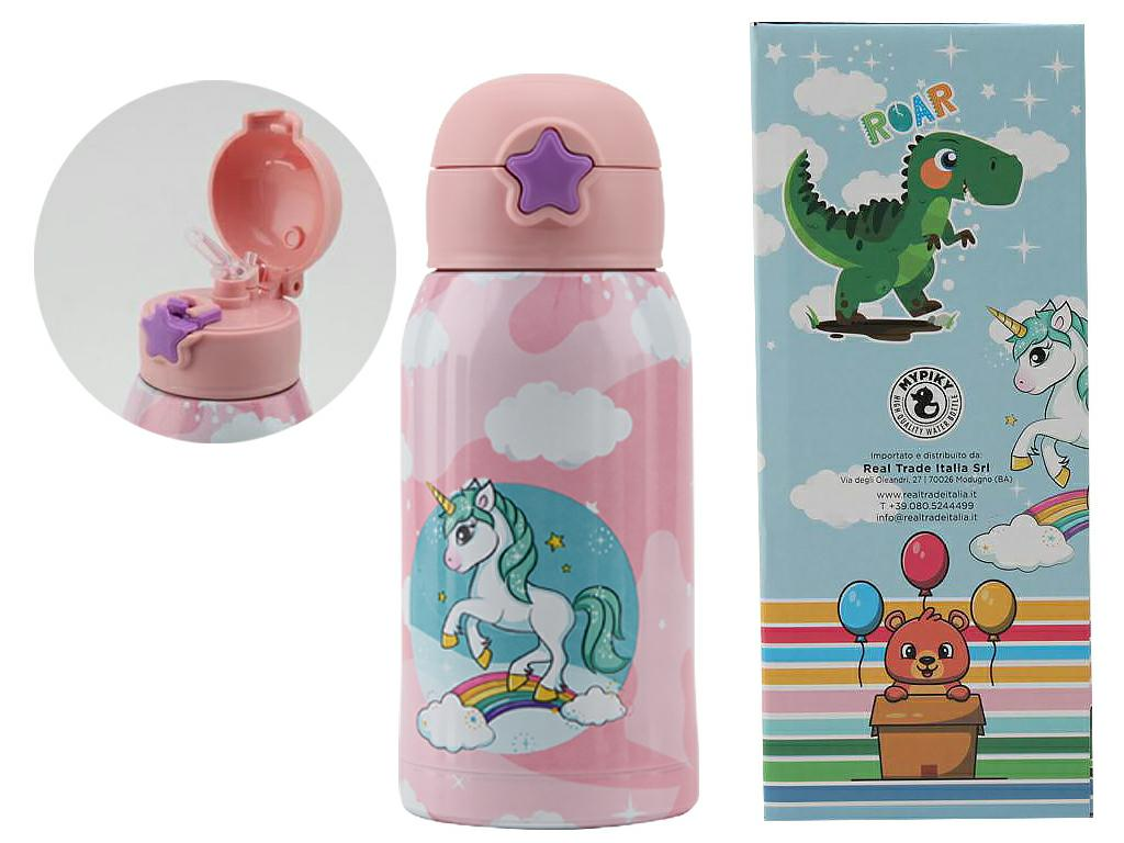 Borraccia Termica con Cannuccia Unicorno 500 Ml in Acciaio Apertura Automatica - Mpbb01unicorno