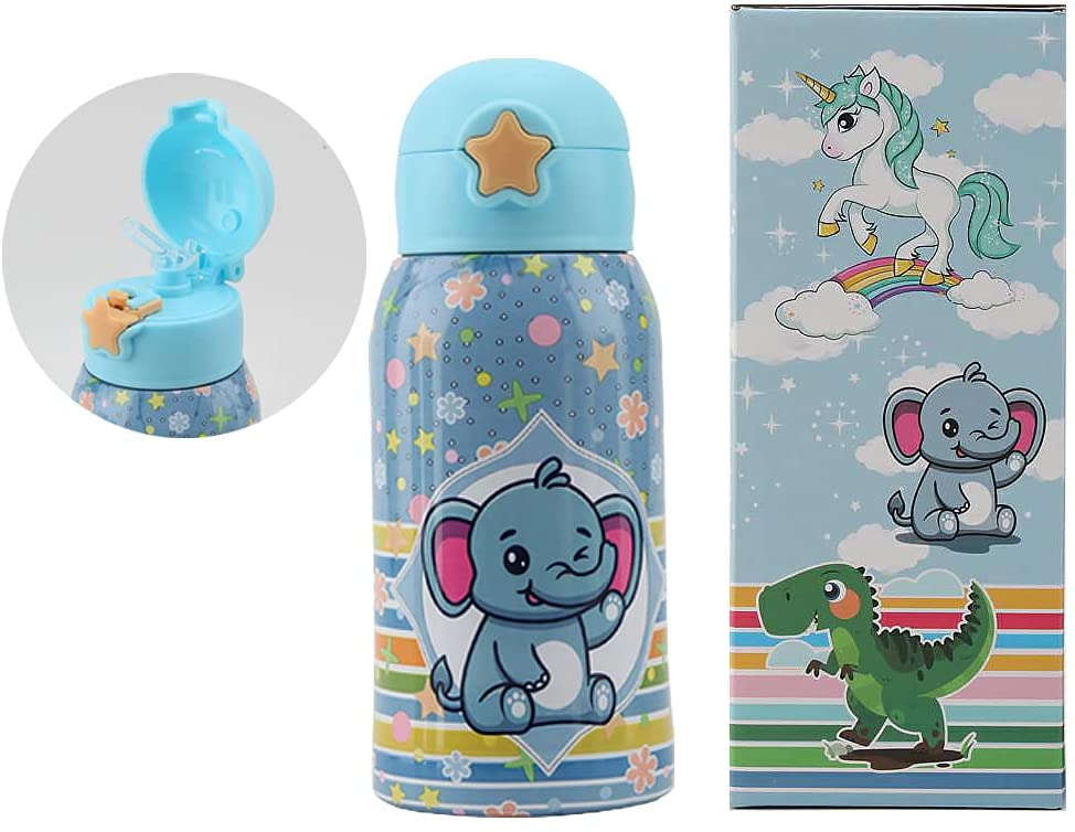 Borraccia Termica con Cannuccia Elefante 500 Ml Apertura Automatica - Mpbb01elefante