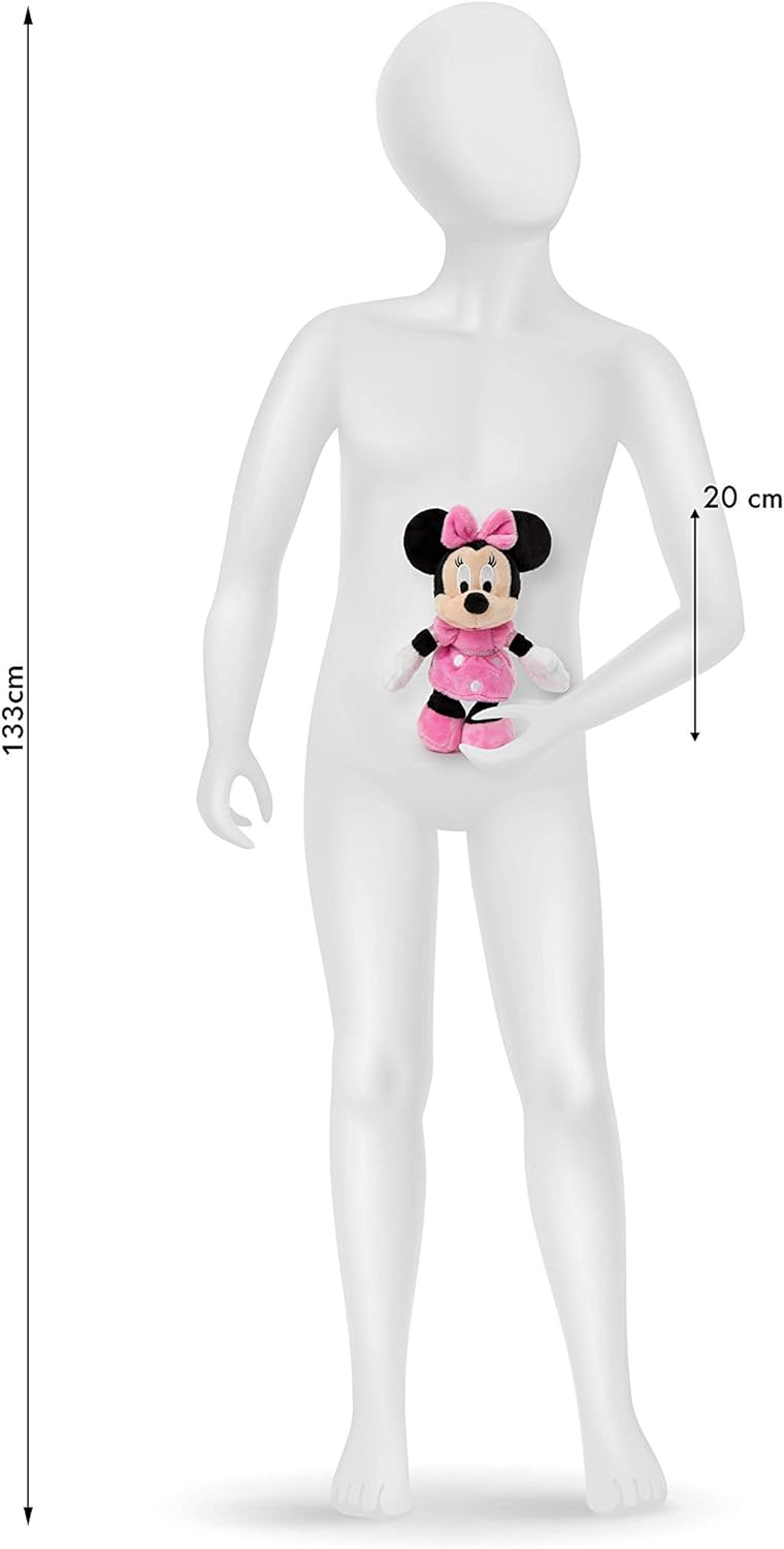 Peluche Minnie Mouse DISNEY Morbido Pupazzo 20 CM con Fiocco Fucsia - 6315870246