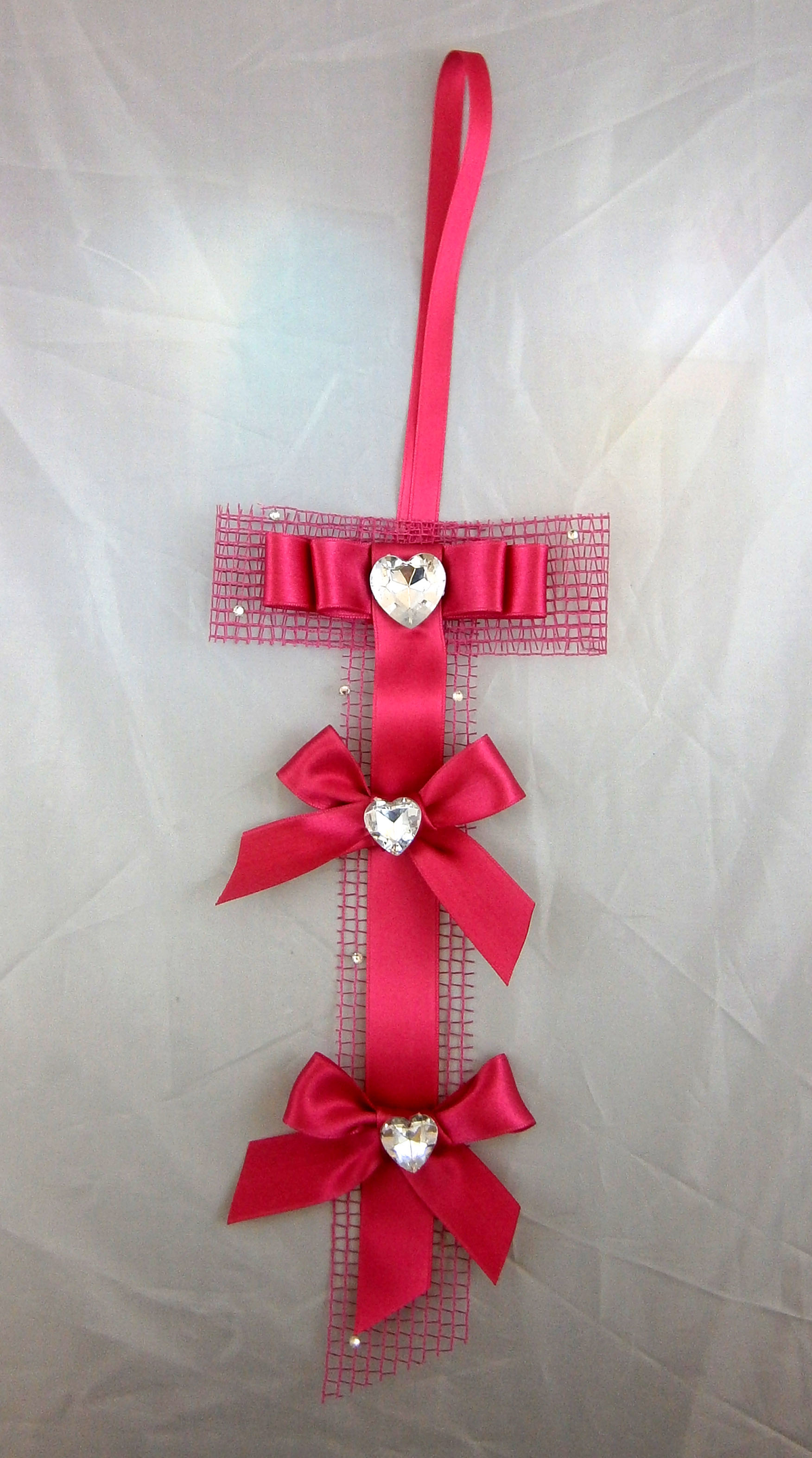 Fiocco Nascita Femminuccia a T 36x16 CM Rosa Fatto a Mano