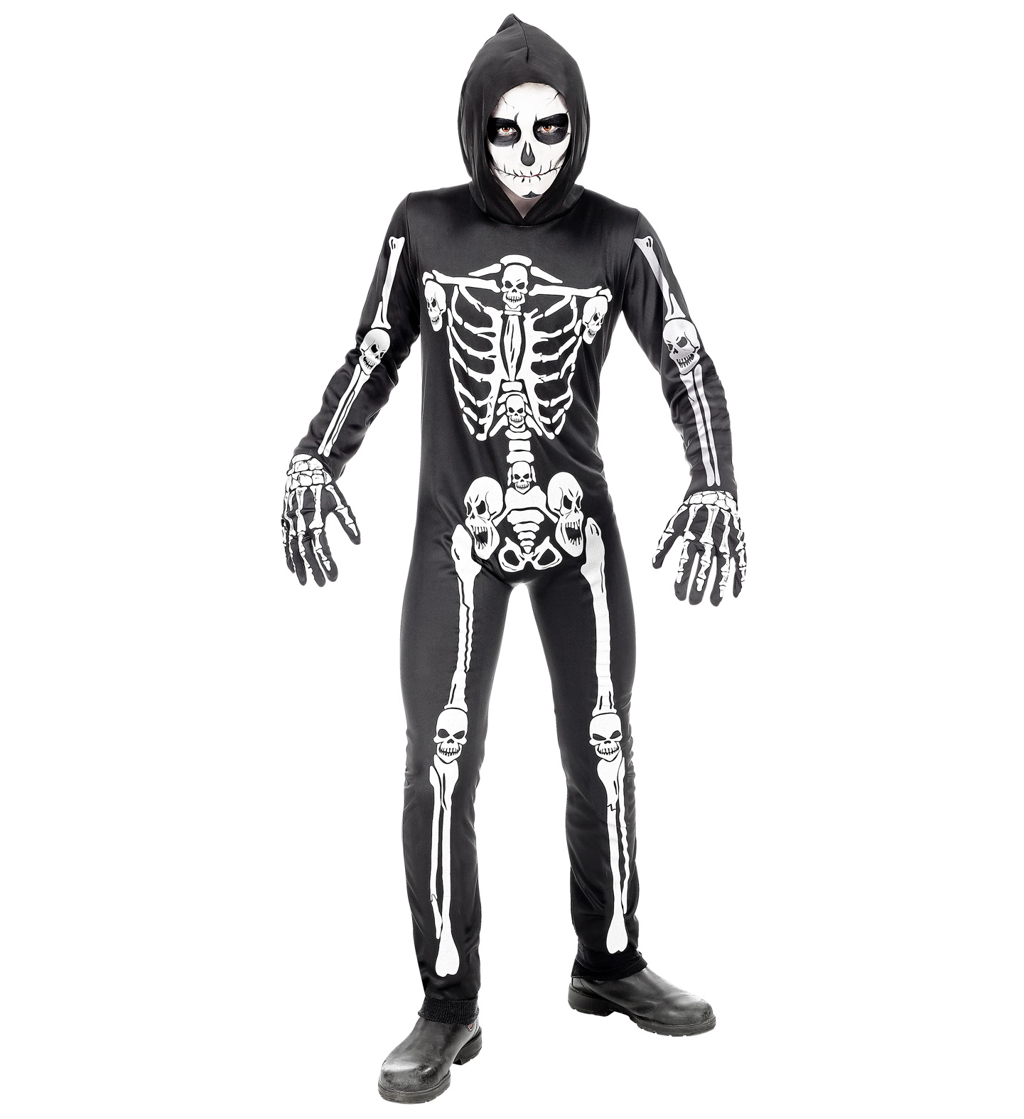 Costume Vestito Abito Travestimento Carnevale Halloween Scheletro Bambino - 0006