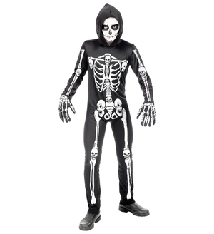 Costume Vestito Abito Travestimento Carnevale Halloween Scheletro Bambino - 0006