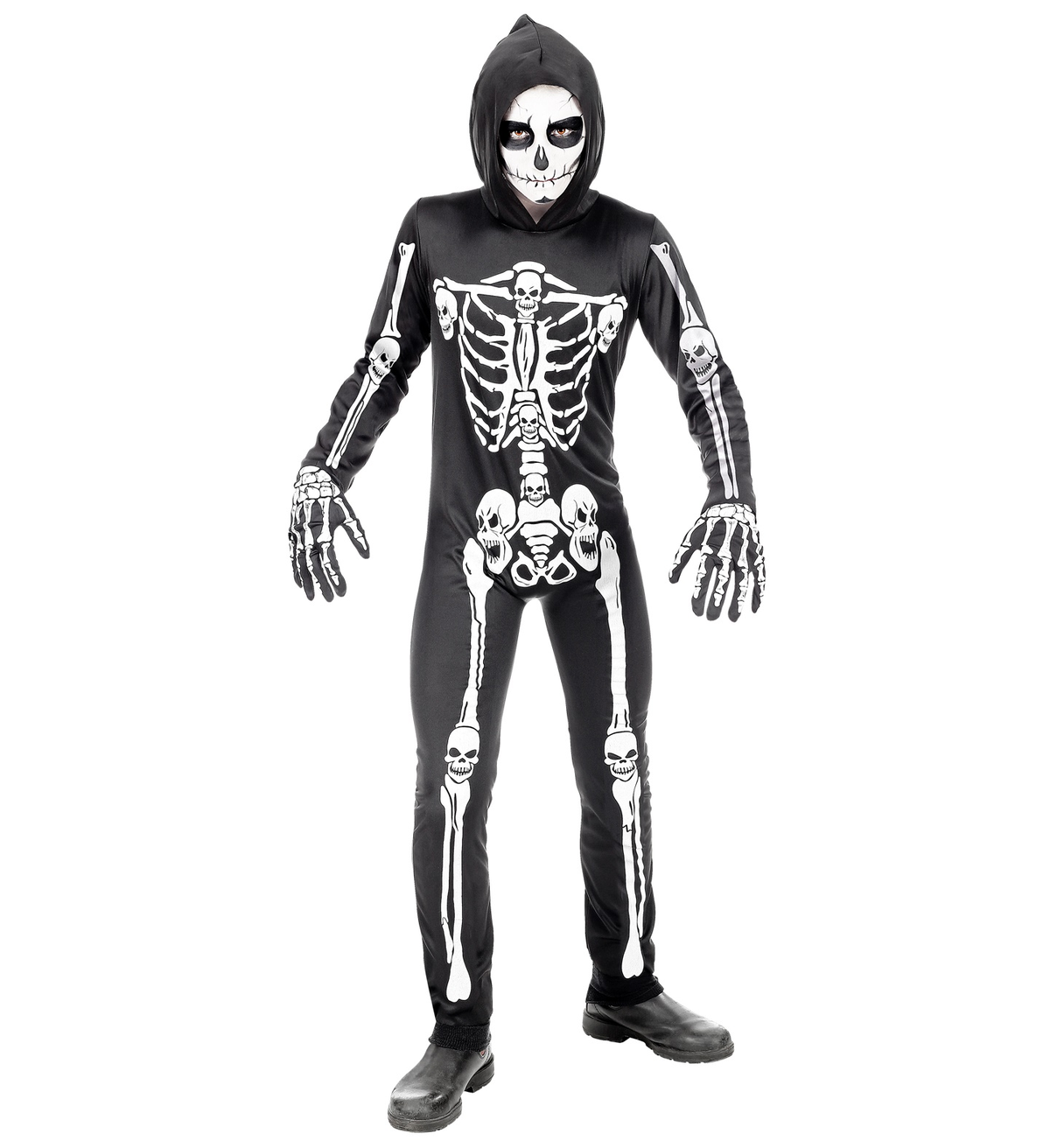 Costume Vestito Abito Travestimento Carnevale Halloween Scheletro Bambino - 0006