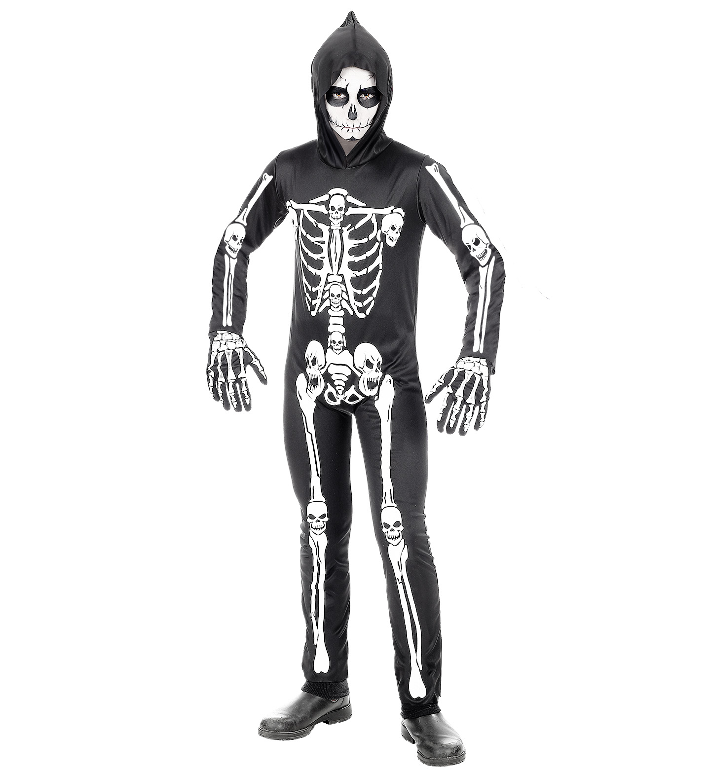 Costume Vestito Abito Travestimento Carnevale Halloween Scheletro Bambino - 0006