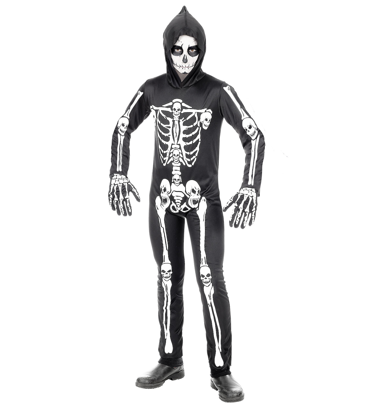 Costume Vestito Abito Travestimento Carnevale Halloween Scheletro Bambino - 0006