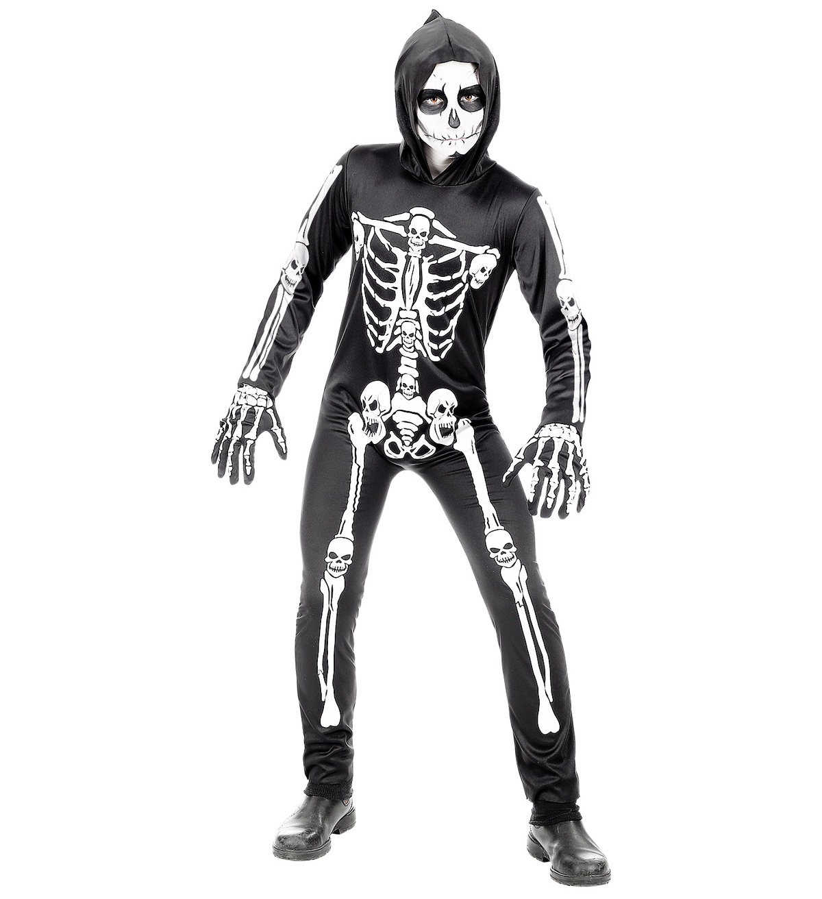 Costume Vestito Abito Travestimento Carnevale Halloween Scheletro Bambino - 0006