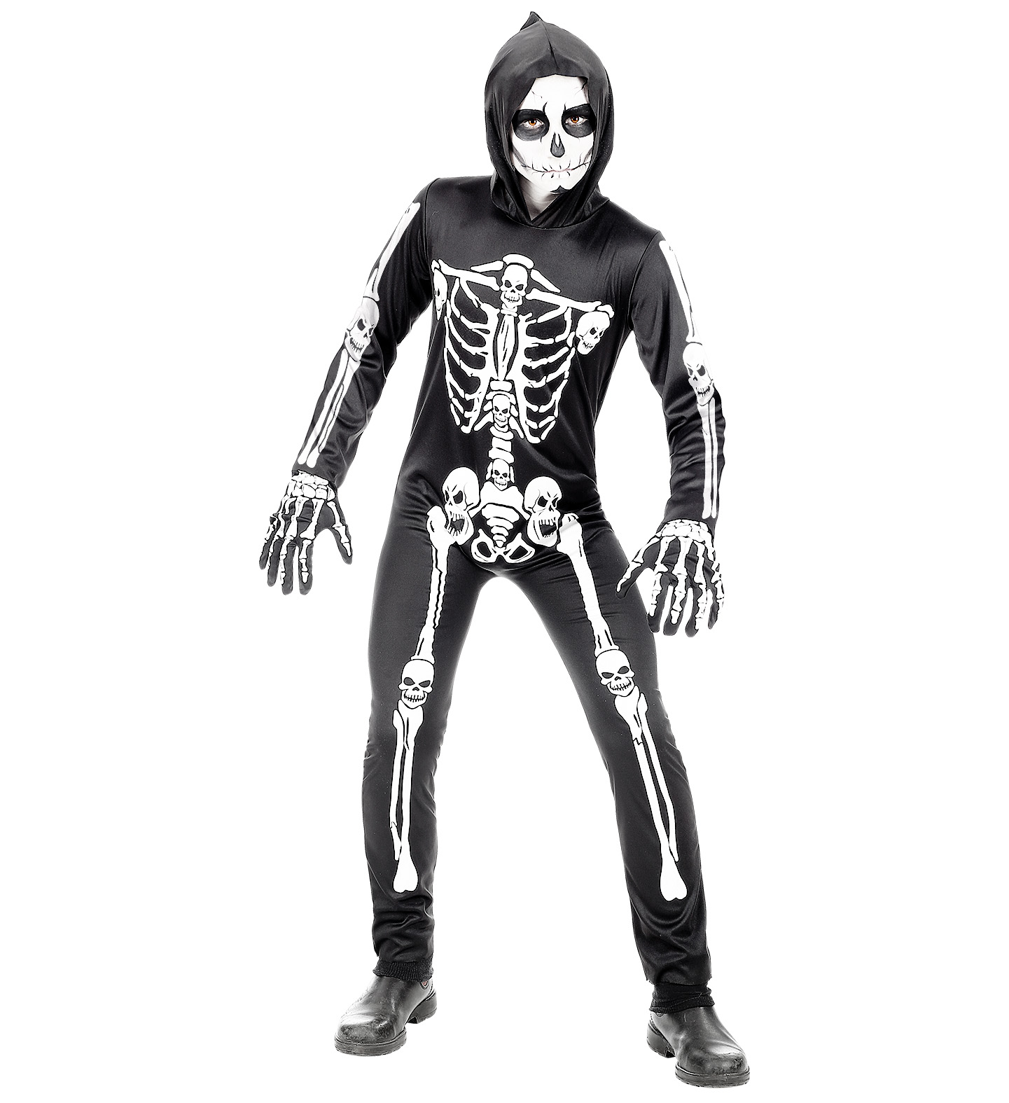 Costume Vestito Abito Travestimento Carnevale Halloween Scheletro Bambino - 0006