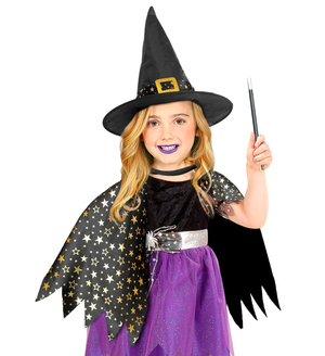Set Travestimento Strega Cappello Mantello Accessori Carnevale Halloween - 00283