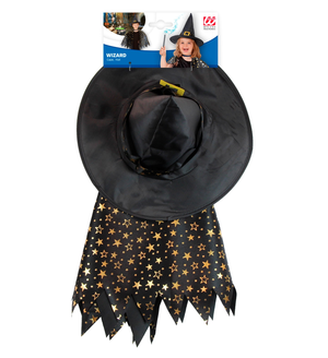 Set Travestimento Strega Cappello Mantello Accessori Carnevale Halloween - 00283