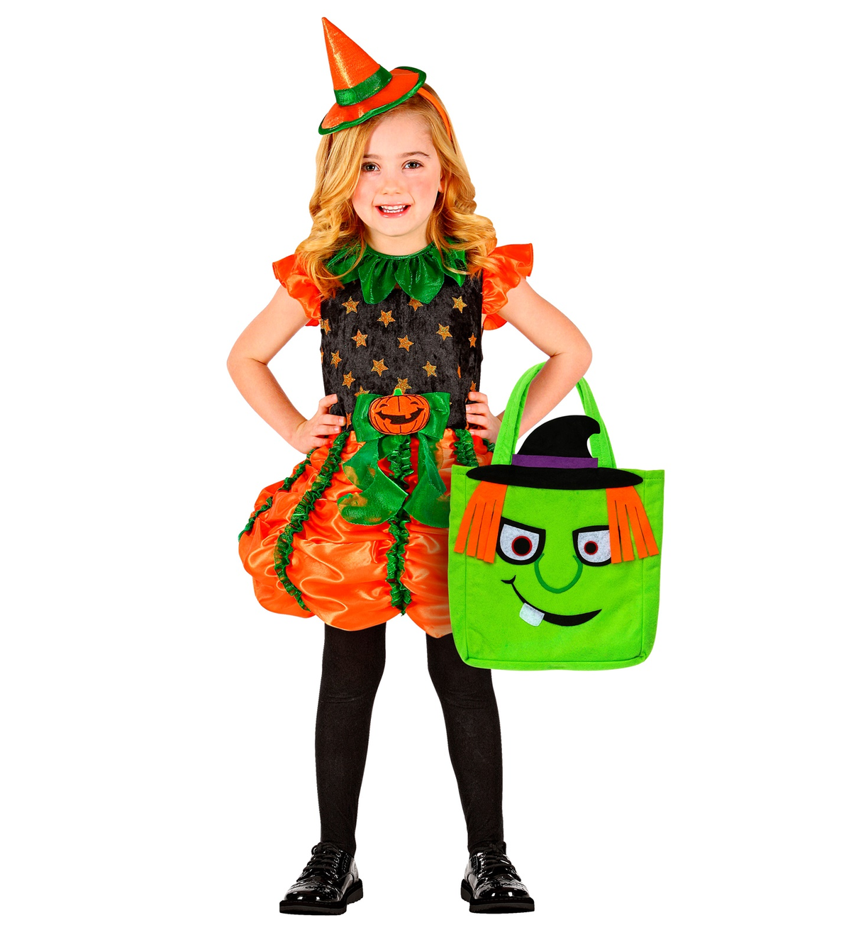 Borsetta Dolcetto O Scherzetto Fluo Accessori Halloween Carnevale Bambina - 00783
