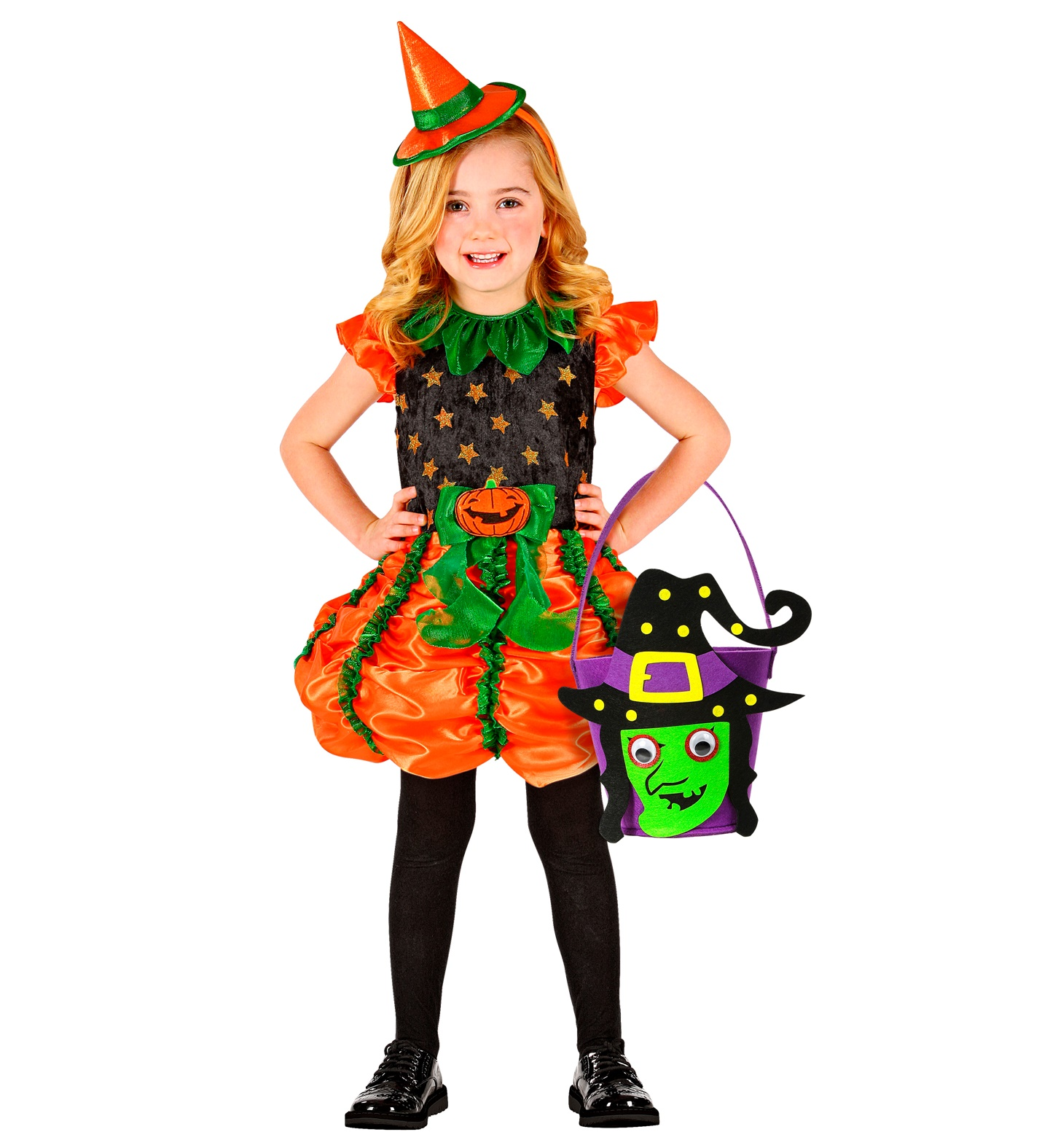 Cestino Borsetta Dolcetto O Scherzetto Strega Accessori Halloween Carnevale Cosplay Bambina - 01346