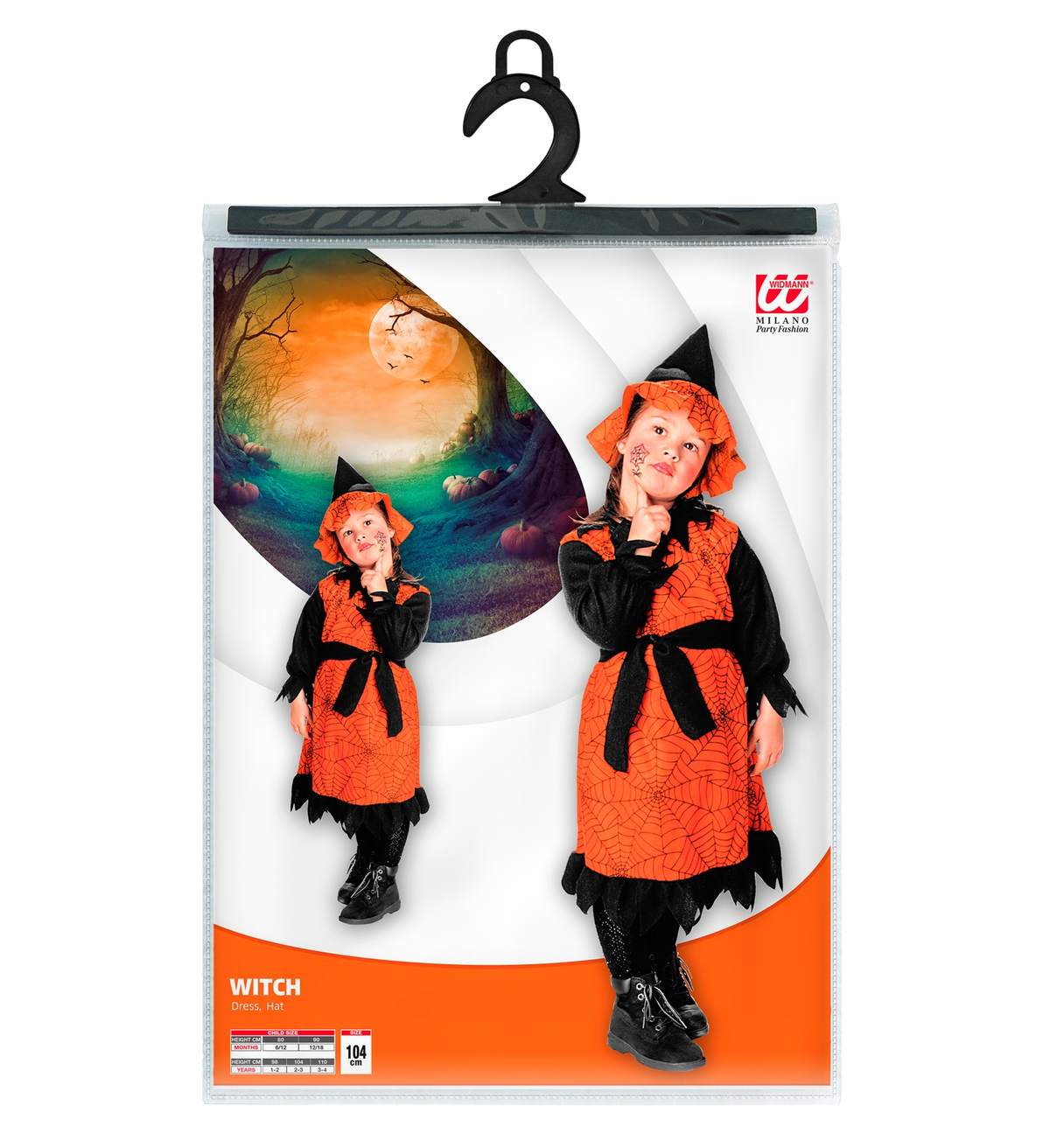Costume Vestito Abito Travestimento Carnevale Halloween Streghetta Bambina - 3619