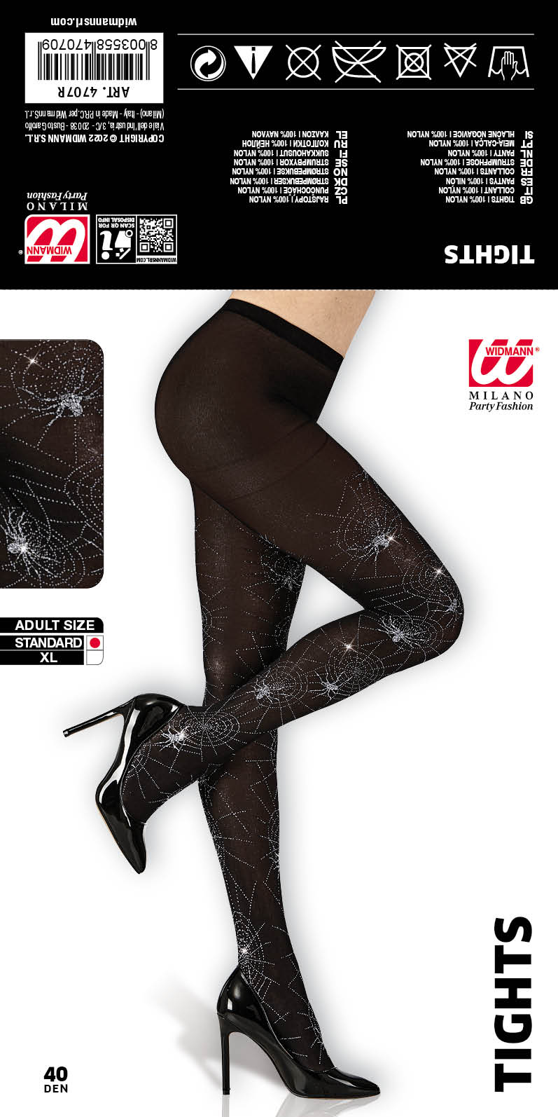 Calze con Ragnatele e Ragno Glitter Tg Unica Adulto Accessorio Travestimento Halloween