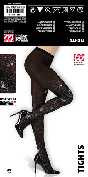 Calze con Ragnatele e Ragno Glitter Tg Unica Adulto Accessorio Travestimento Halloween