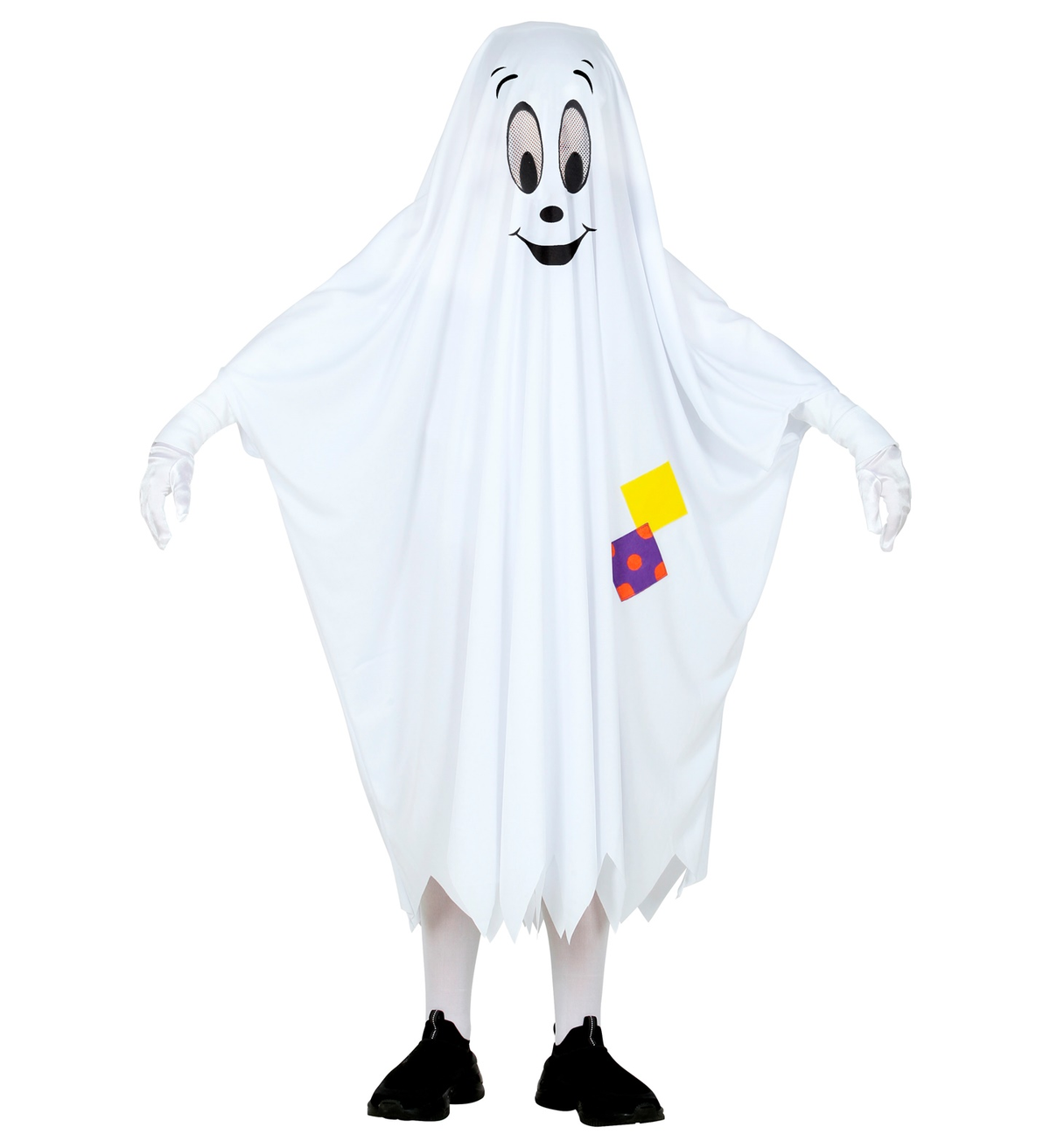 Vestito Carnevale + Accessori Fantasma Poncho Cestino Borsetta Zucca Travestimento Halloween