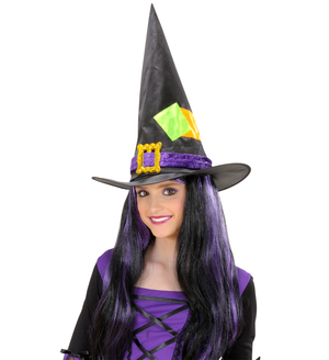 Cappello Strega con Pezze Accessori Carnevale Halloween - 5370w