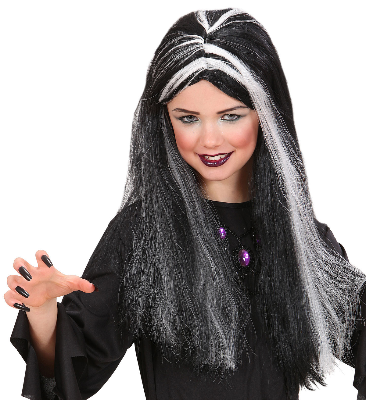 Vestito Carnevale + Accessori Strega Vestito Cappello Scopa Parrucca Halloween Bambina 2/3 Anni - 0250+6279s+03231