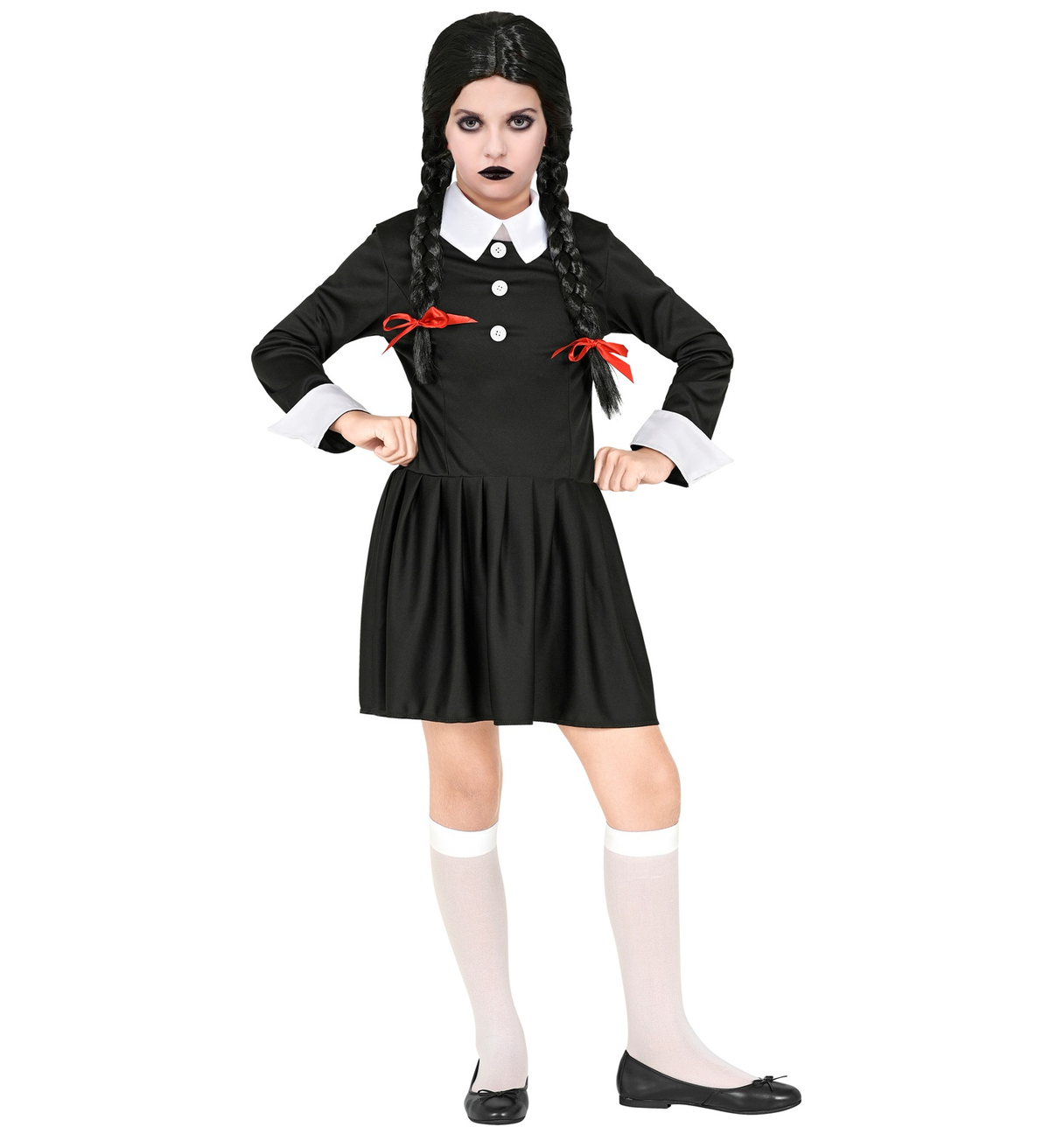 Vestito Carnevale + Accessori Dark Girl Vestito Parrucca Travestimento Halloween