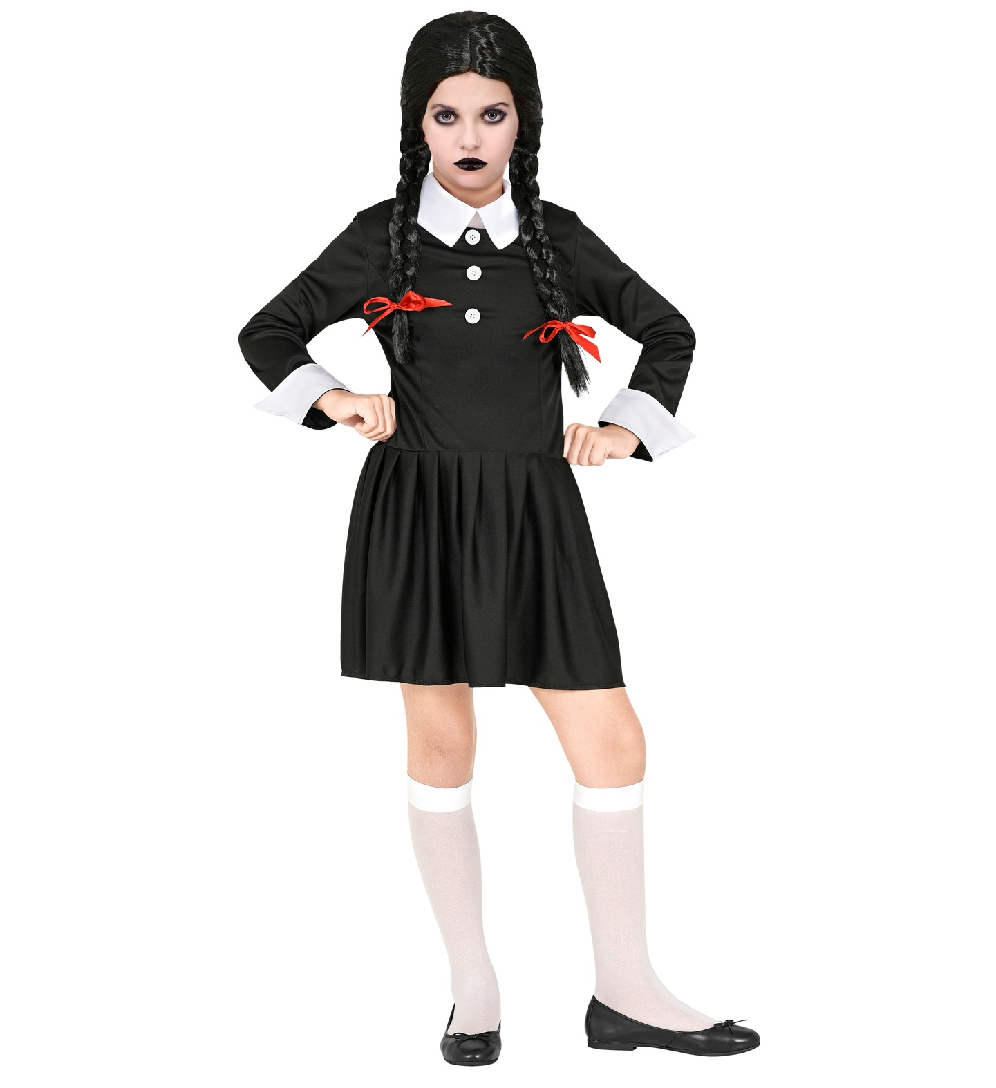 Vestito Carnevale + Accessori Dark Girl Vestito Parrucca Travestimento Halloween