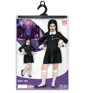 Vestito Carnevale + Accessori Dark Girl Vestito Parrucca Travestimento Halloween