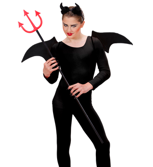 Set Travestimento Diavolo Nero Corna e Ali Accessori Carnevale Halloween - 8236s