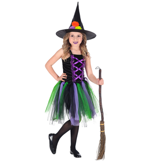 Costume Vestito Abito Travestimento Carnevale Halloween Strega Bambina - 96539