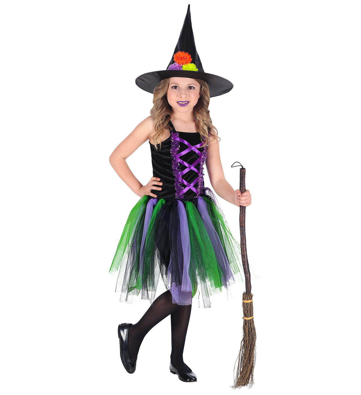 Costume Vestito Abito Travestimento Carnevale Halloween Strega Bambina - 96539