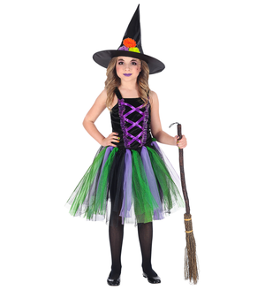 Costume Vestito Abito Travestimento Carnevale Halloween Strega Bambina - 96539
