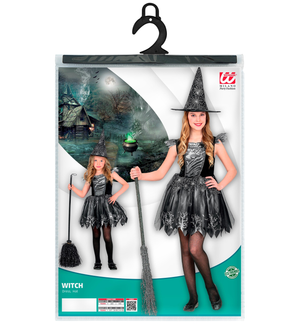 Costume Vestito Abito Travestimento Carnevale Halloween Witch Strega Bambina - 9736