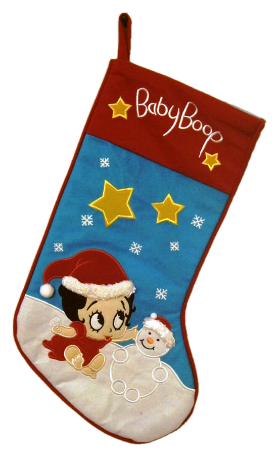 Calza Befana Betty Boop Baby Ricamata Rossa in Pile Cm. 44x19/25x4 - 904177/1