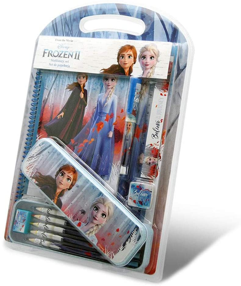 Set Cancelleria Frozen Ii  DISNEY Elsa Anna 12 Pezzi Libri Colori Penna in Confezione - Wd20817
