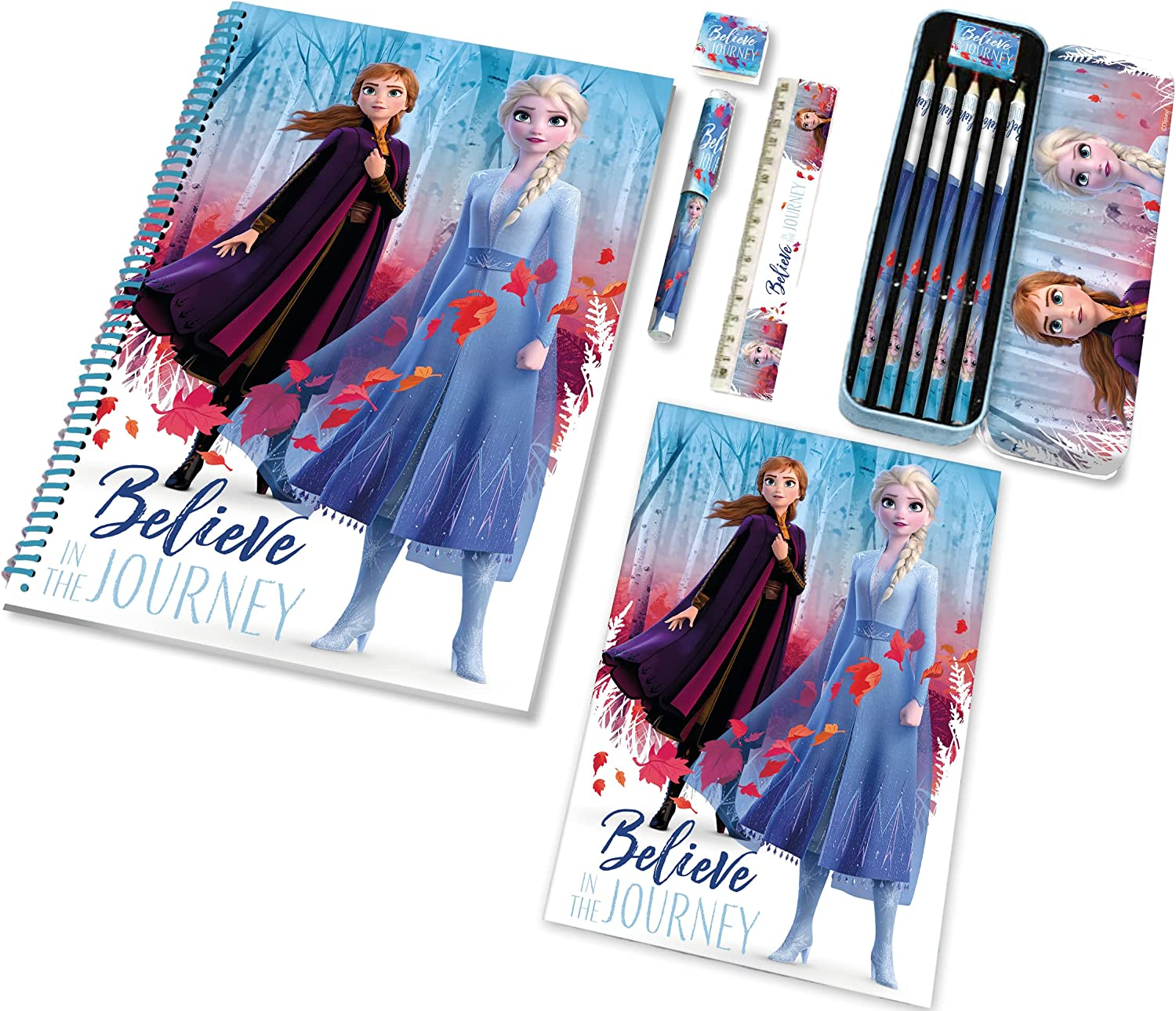 Set Cancelleria Frozen Ii  DISNEY Elsa Anna 12 Pezzi Libri Colori Penna in Confezione - Wd20817