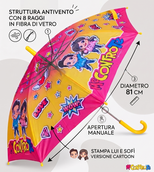Ombrello Me Contro Te Luì Sofì Team Trote Manuale 8 Raggi Bambina - J01715mc