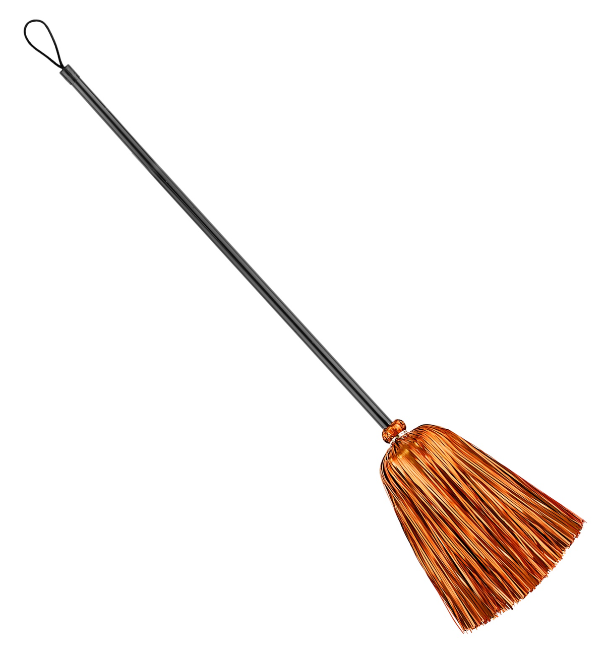 Scopa Strega Arancio in Fili di Lamé 92 CM Accessori Halloween Carnevale - 52776