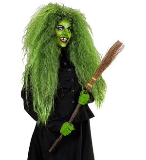 Vestito Carnevale + Accessori Witch Vestito Cappello Scopa Halloween 11/13 Anni - 9736+9835w