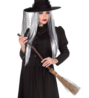 Vestito Carnevale + Accessori Witch Vestito Cappello Scopa Halloween 11/13 Anni - 9736+9835w