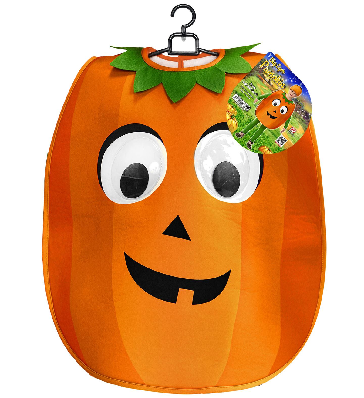 Costume Vestito Abito Travestimento Carnevale Zucca Dagli Occhi Grandi Pettorina e Copricapo 2/4 Anni - 01484