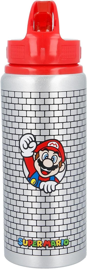 Borraccia in Alluminio Super Mario Videogioco con Beccuccio Ripiegabile Ml. 710 - Stsm389