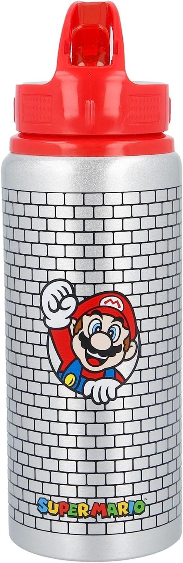 Borraccia in Alluminio Super Mario Videogioco con Beccuccio Ripiegabile Ml. 710 - Stsm389