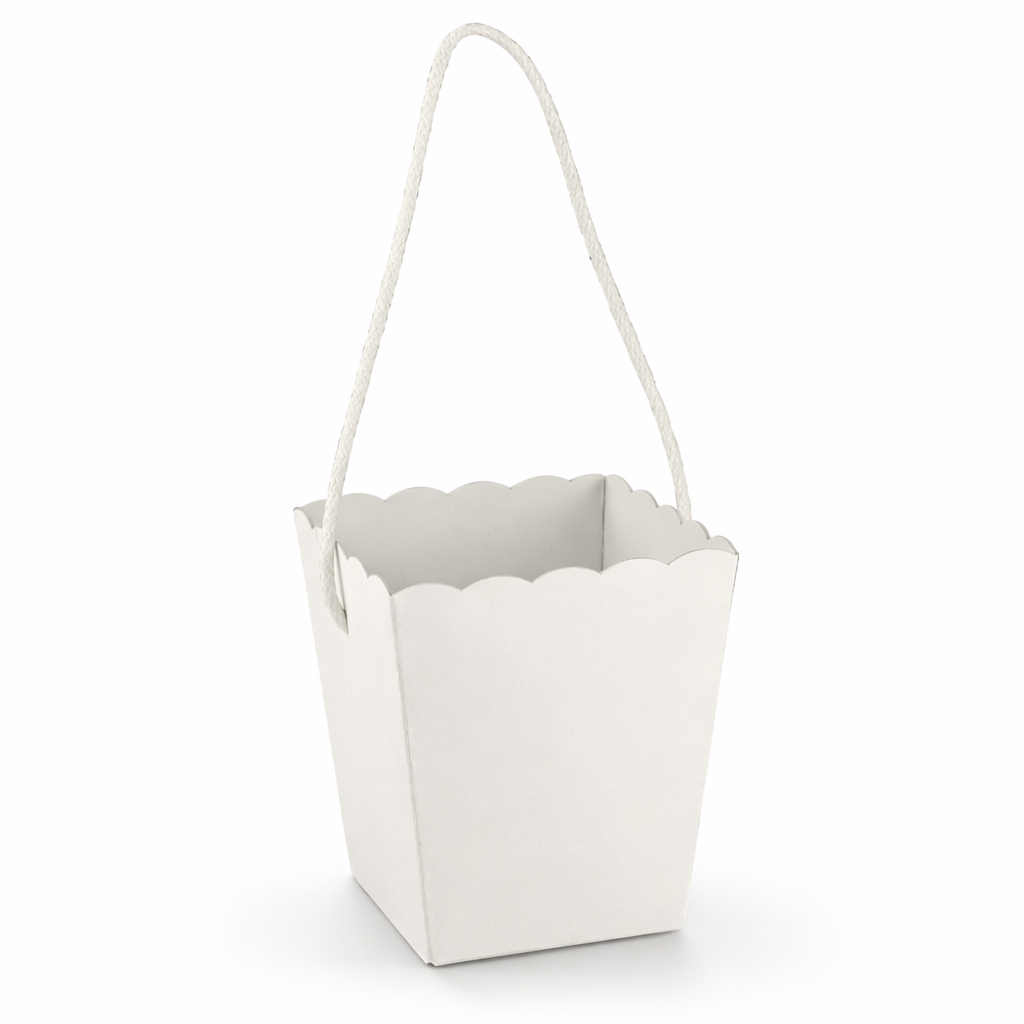 Vaso con Cordino in Cartone Bianco 15x15x18 CM Contenitore Oggettistica Bomboniere - 16924