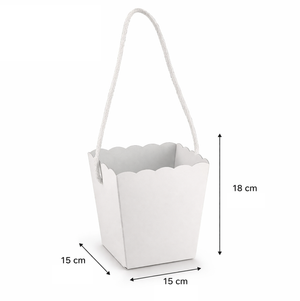 Vaso con Cordino in Cartone Bianco 15x15x18 CM Contenitore Oggettistica Bomboniere - 16924