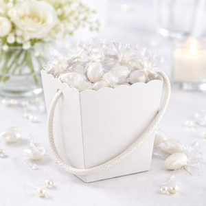 Vaso con Cordino in Cartone Bianco 15x15x18 CM Contenitore Oggettistica Bomboniere - 16924
