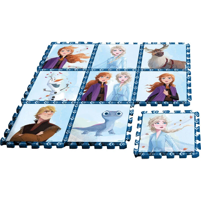 Tappeto con Borsa Frozen Ii DISNEY Puzzle 9 Pezzi Antiscivolo Lavabile Cm. 90x90x1 - Wd21980