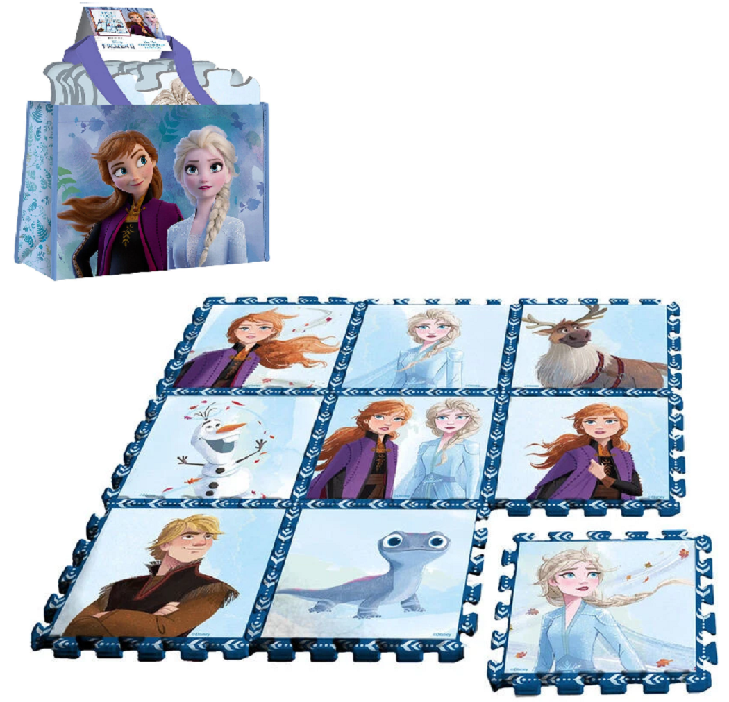 Tappeto con Borsa Frozen Ii DISNEY Puzzle 9 Pezzi Antiscivolo Lavabile Cm. 90x90x1 - Wd21980