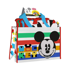 Tappeto con Borsa Mickey Mouse DISNEY Topolino Puzzle 9 Pezzi Antiscivolo Lavabile Cm. 90x90x1 - Wd22011