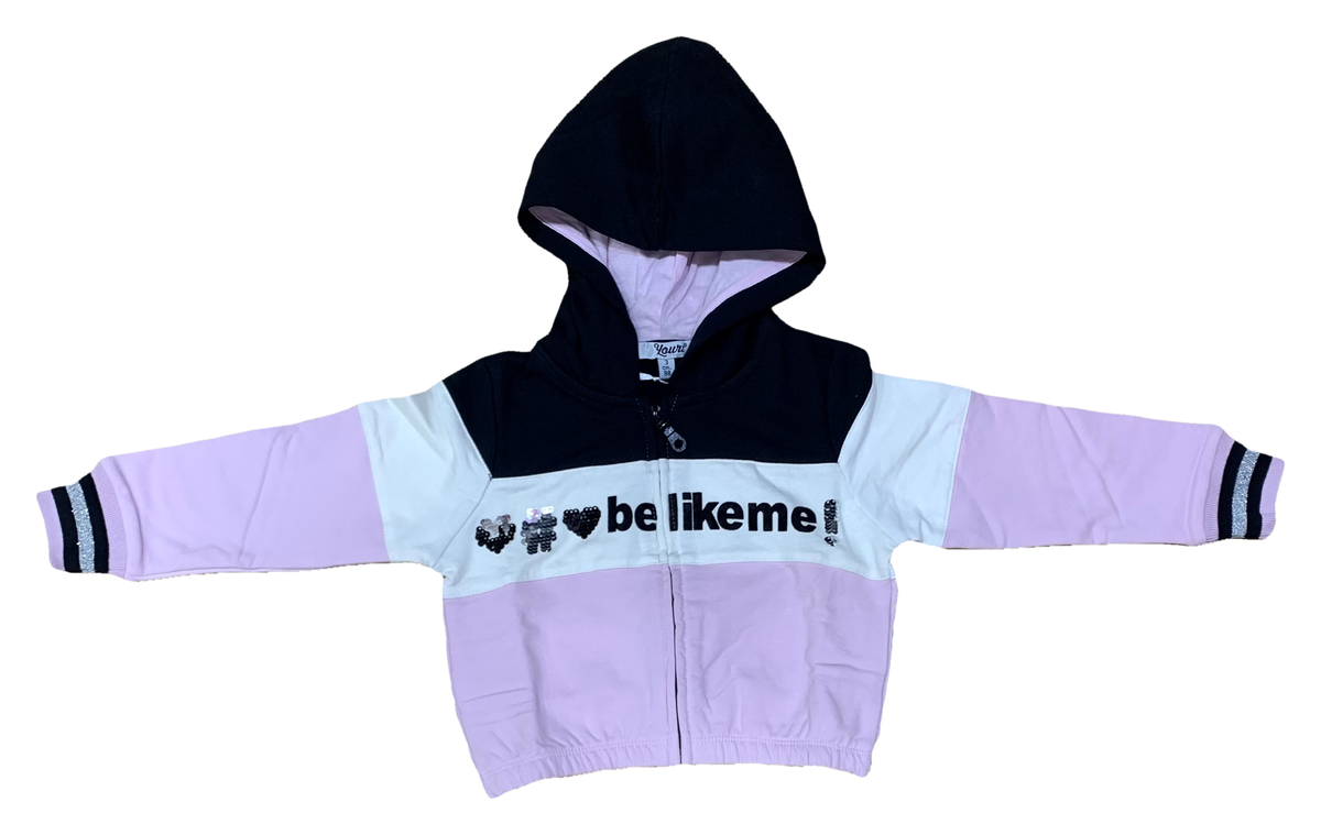 Felpa Corta con Zip e Cappuccio Yours Baby Bambina 95%co 5%ea - Ay2330