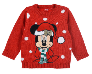 Maglione Natalizio Minnie Mouse DISNEY Maglietta Neonata Bambina Sun City - Hu0038rosso